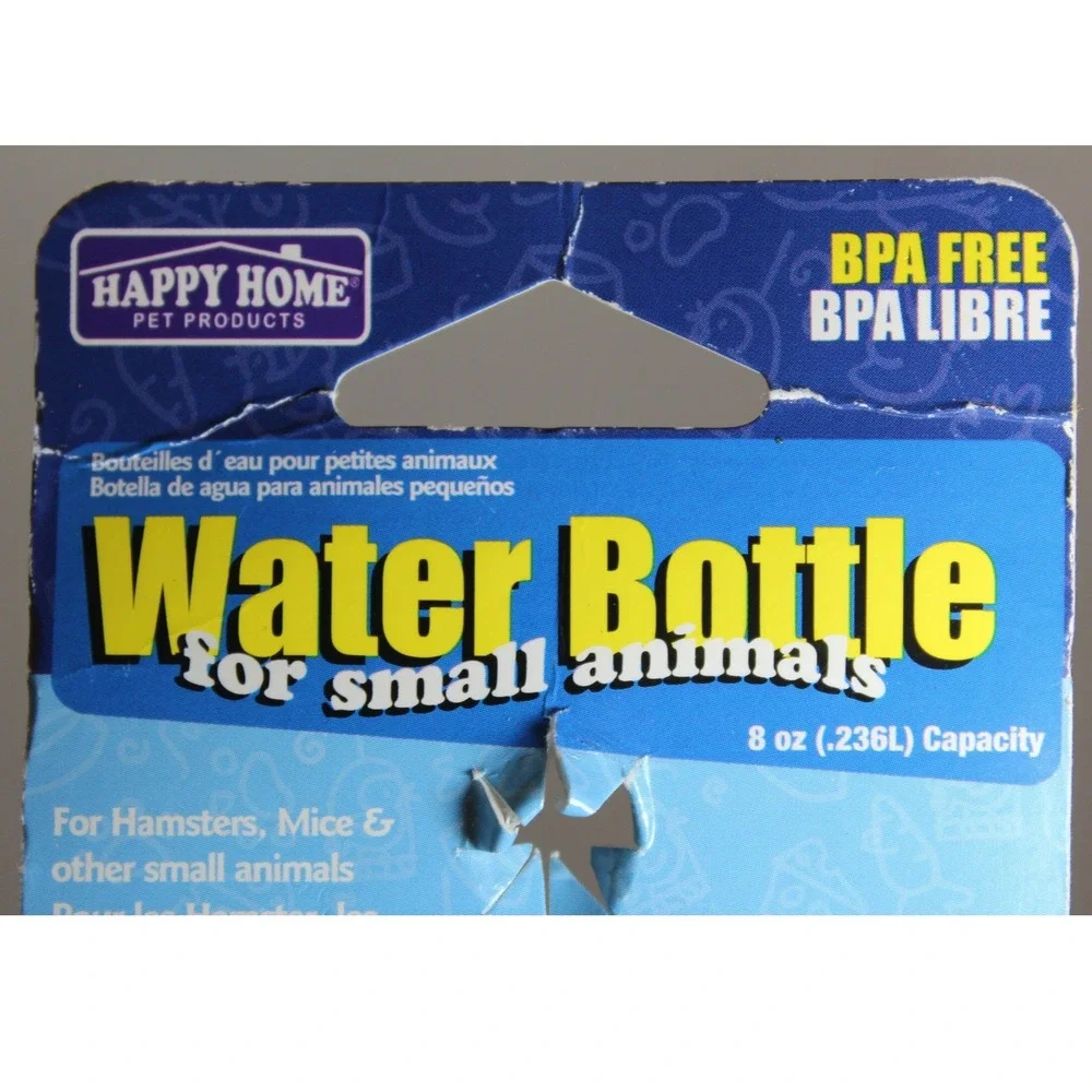 Happy Home Pet Water Bottle 8oz Hamsters Mice Rabbits Ferrets Small Animals NEW